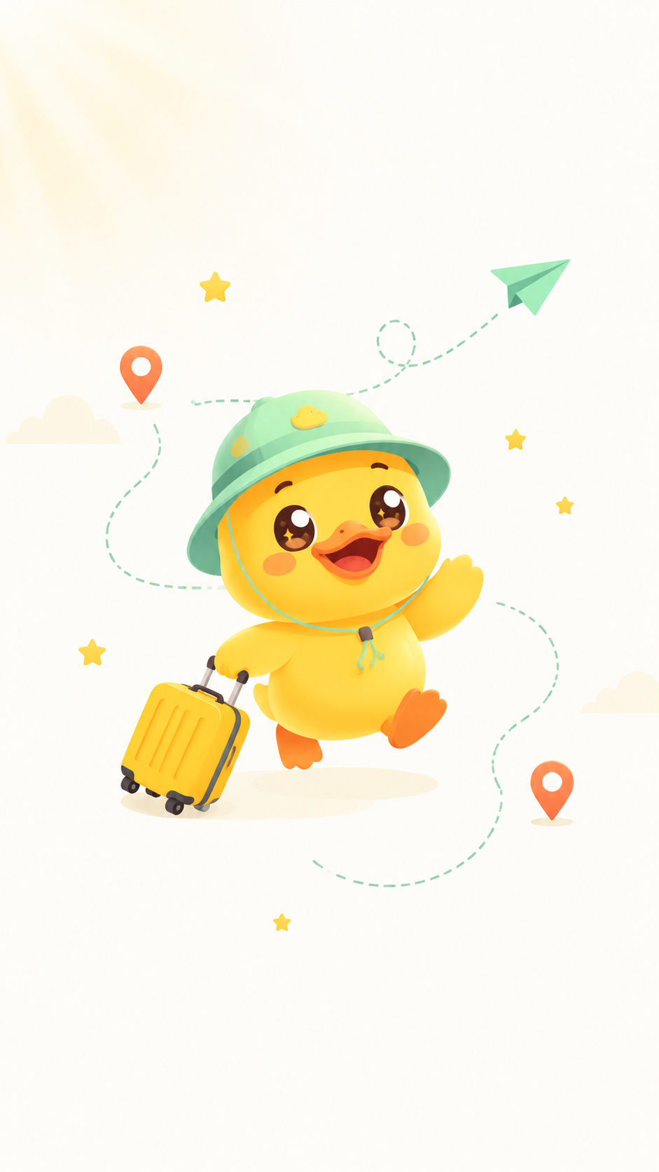 拉着旅行箱准备出发的出发鸭